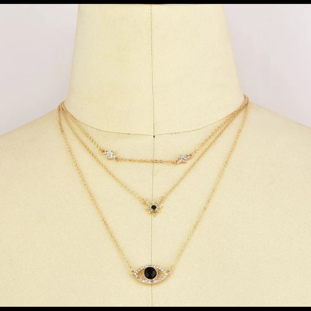 Fashion Multilayer Star Evil Eye Pendant Necklace - Picture 4 of 7